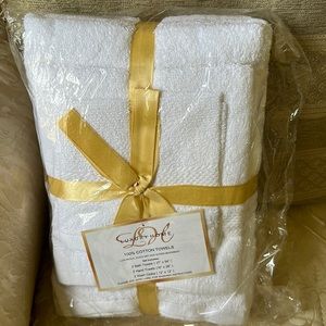 Luxury Home 100% cotton white 6 piece towel set NWT